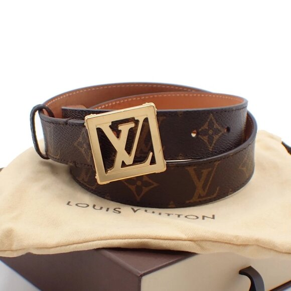 LOUIS VUITTON Ceinture Belt 80/32 30mm Monogram Leather Brown GHW M6879 33YH605 - Picture 1 of 14